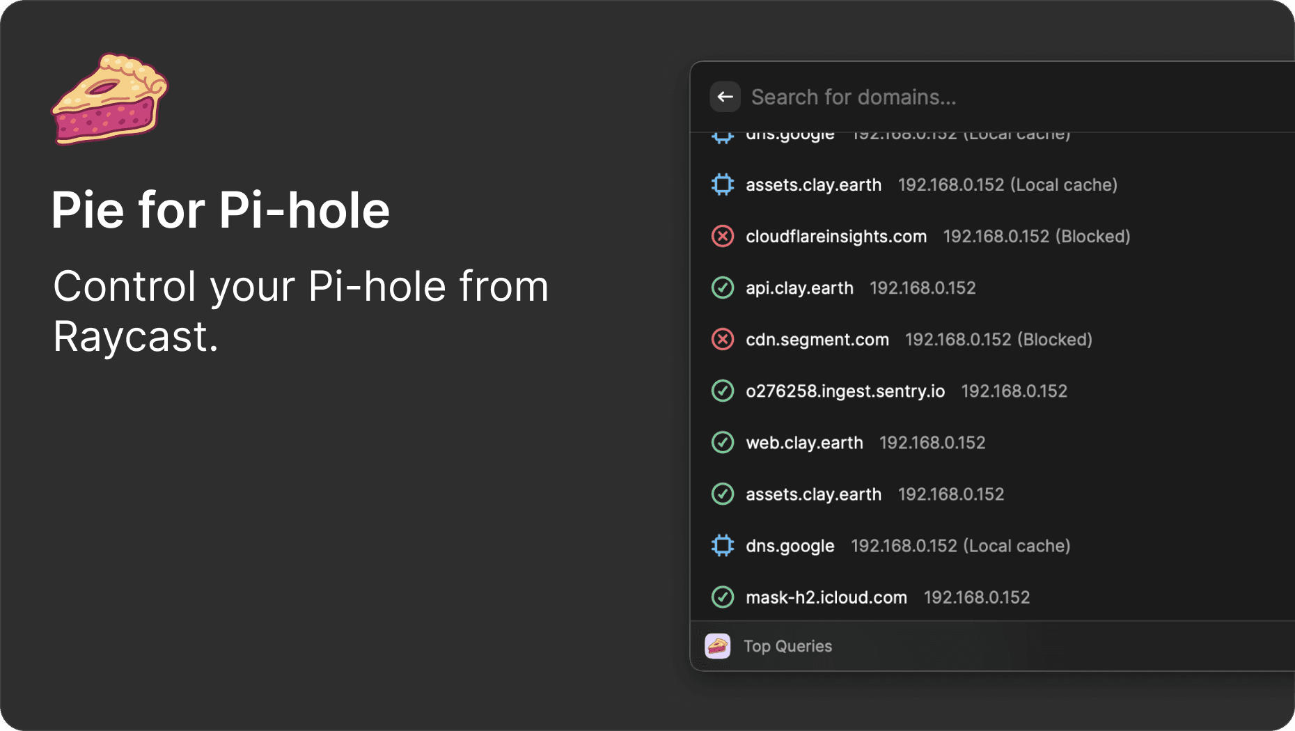 Pie for Pi-hole, a raycast extension